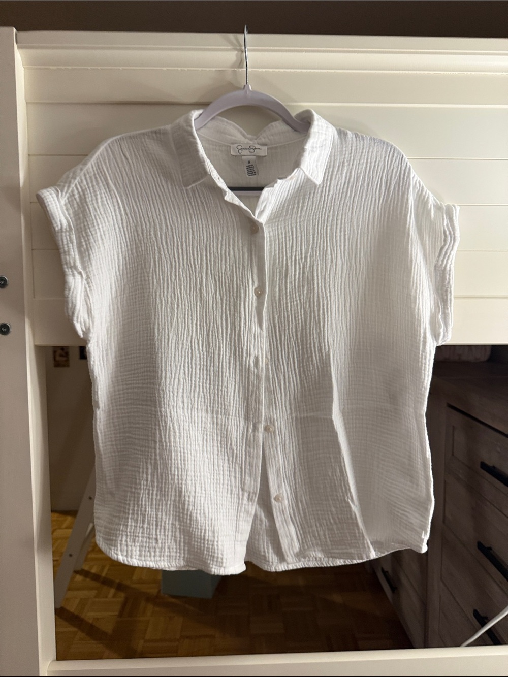 Jessica Simpson White Gauze Button-Down Shirt